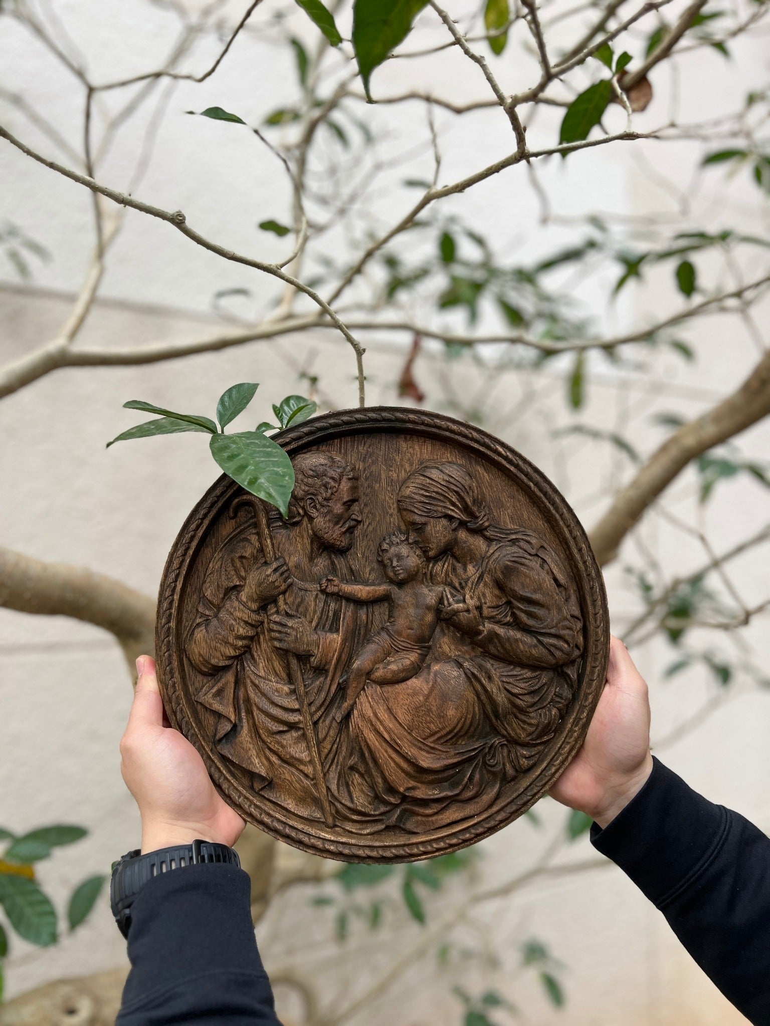 Holy Family Wooden Plaque, Nativity Scene Wall Art, Christmas Christian Decor, Mary Joseph and Baby Jesus Relief, Faith Gift
